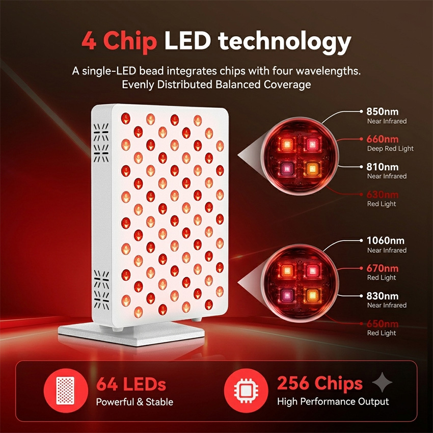 لوحة علاج بالضوء الأحمر بـ 64  - مراجعة Red Light Therapy Panel 660 850 وسعره